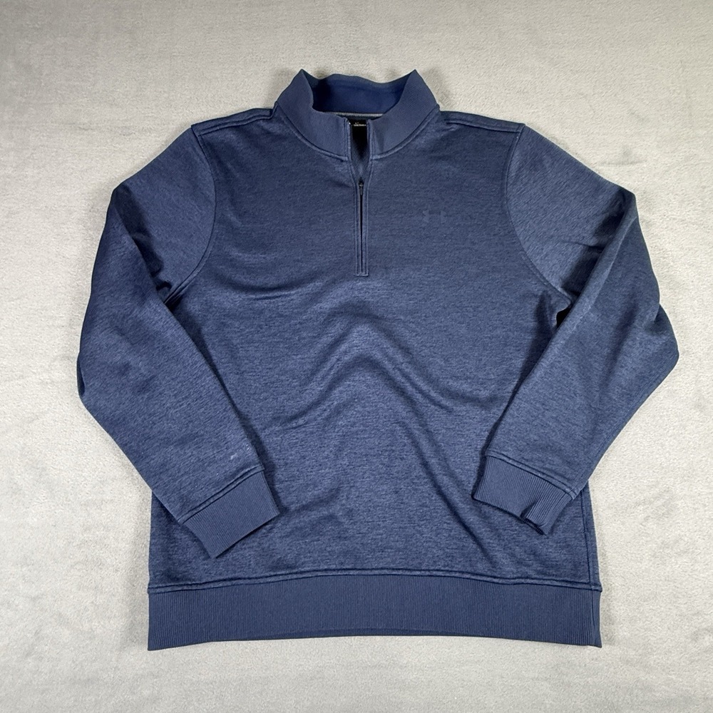 Under Armour Sweater Mens Large L Gray Sweatshirt Pullover Coldgear Loose Fleece